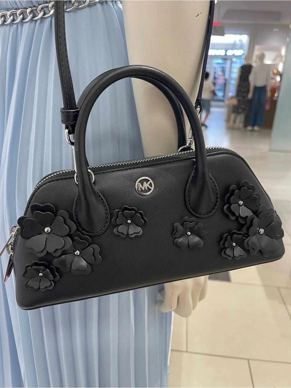 Michael Kors Petra Small Floral Embellished Crossbody Bag Black  NWT